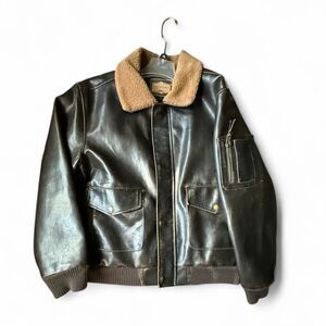 Men's Vintage Arizona Jean company faux leather aviation bomber jacket sz large